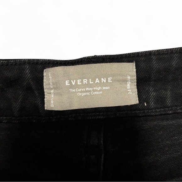 Everlane Curvy Way High Jeans Sz 24 Black Cropped High Rise Raw Hem Straight Leg - Picture 6 of 7